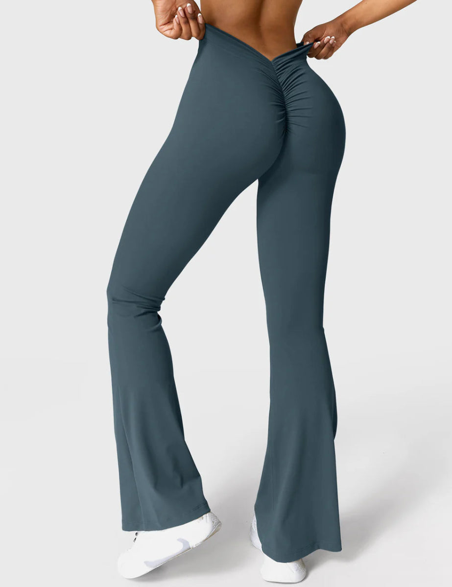 Curve® V - Back Flare Leggings – Petrolgrün (31,5") - LEVEFIT