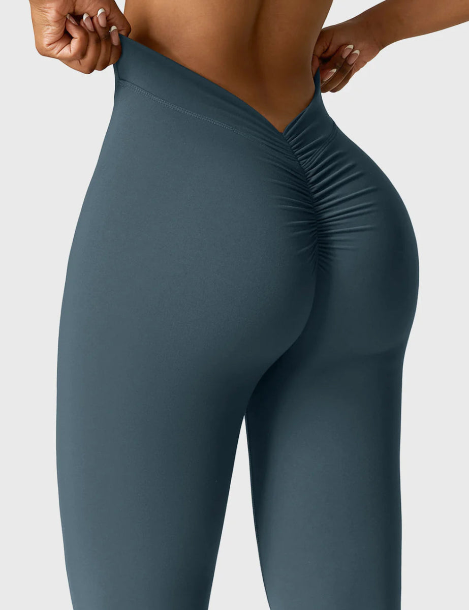 Curve® V - Back Flare Leggings – Petrolgrün (31,5") - LEVEFIT