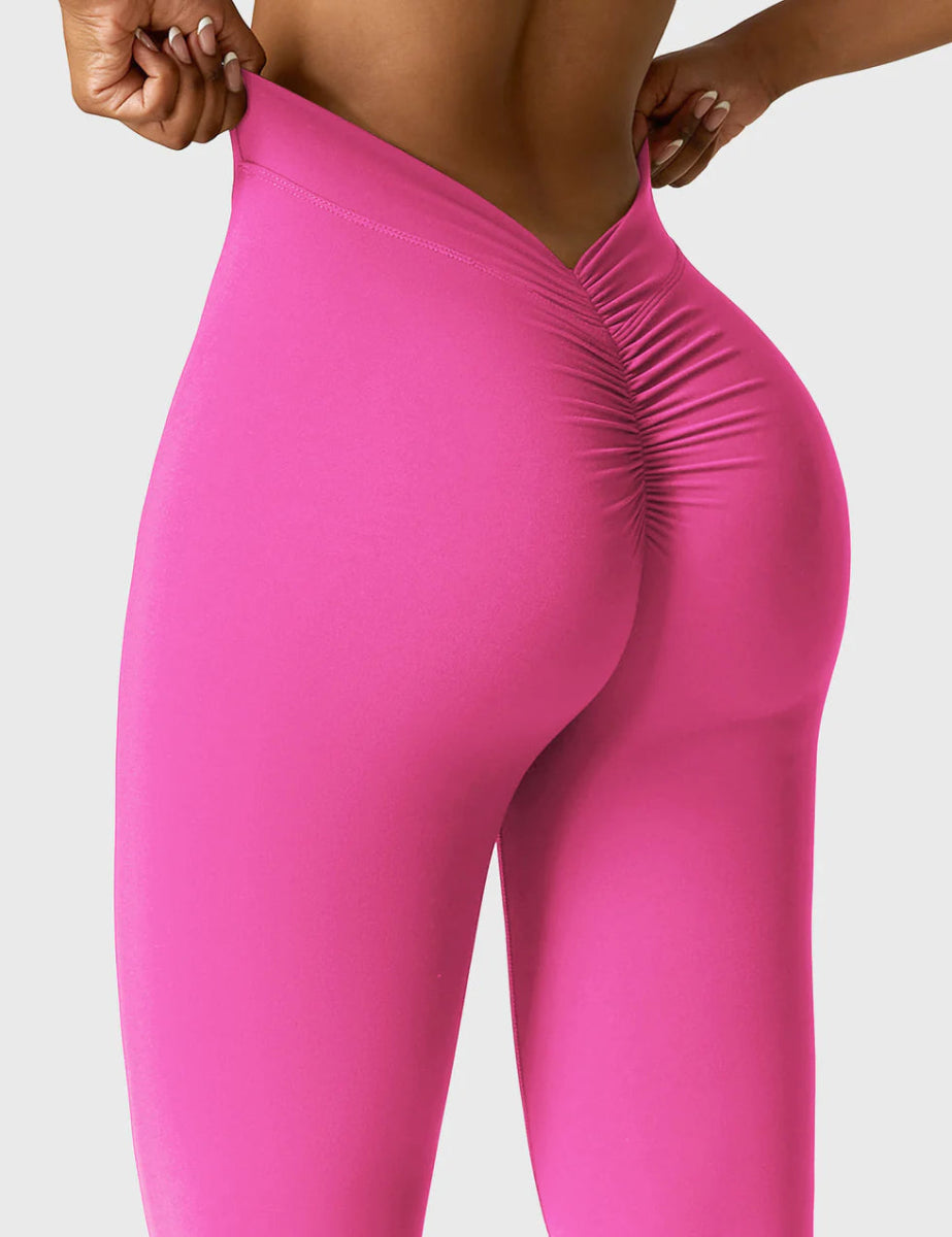 Curve® V - Back Flare Leggings – Pink (31,5") - LEVEFIT