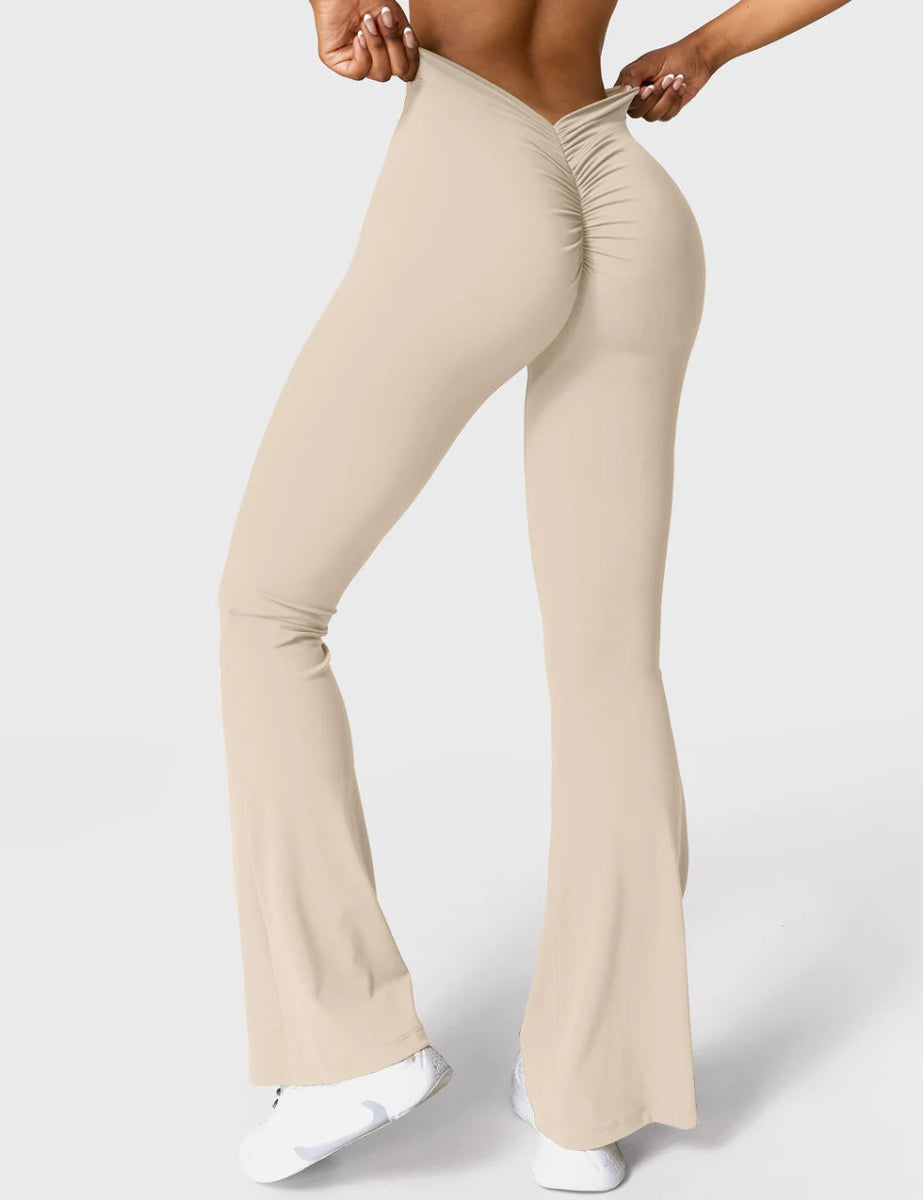 Curve® V - Back Flare Leggings – Sandbeige (31,5") - LEVEFIT