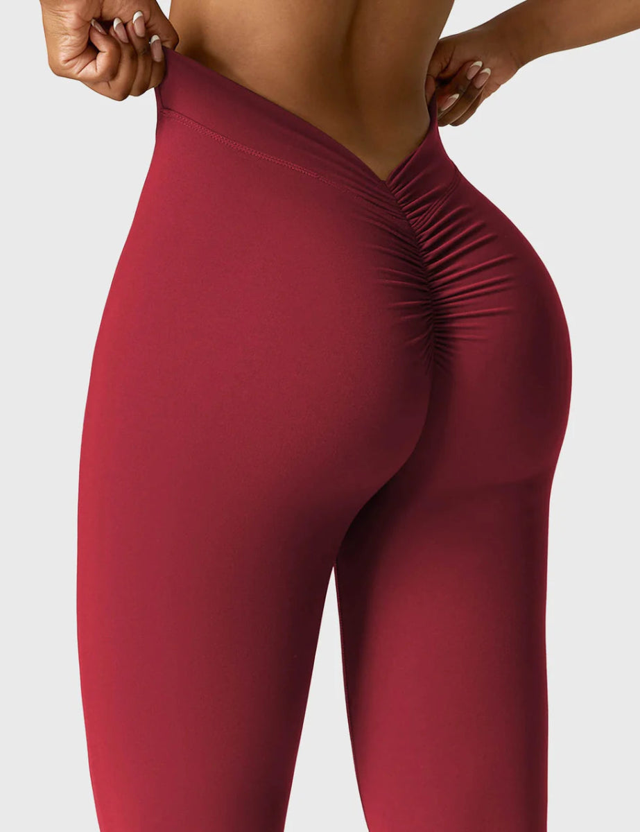 Curve® V - Back Flare Leggings – Weinrot (31,5") - LEVEFIT