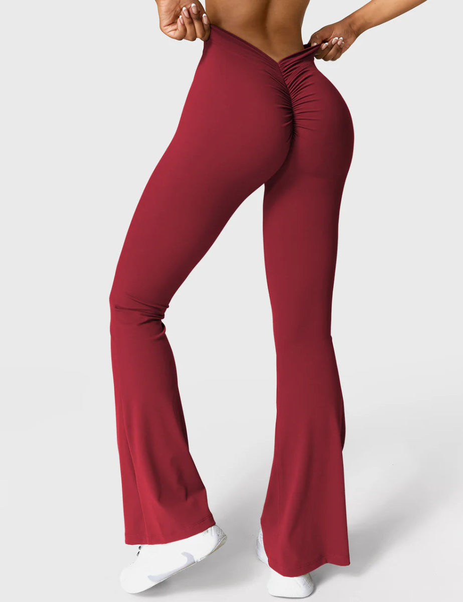 Curve® V - Back Flare Leggings – Weinrot (31,5") - LEVEFIT