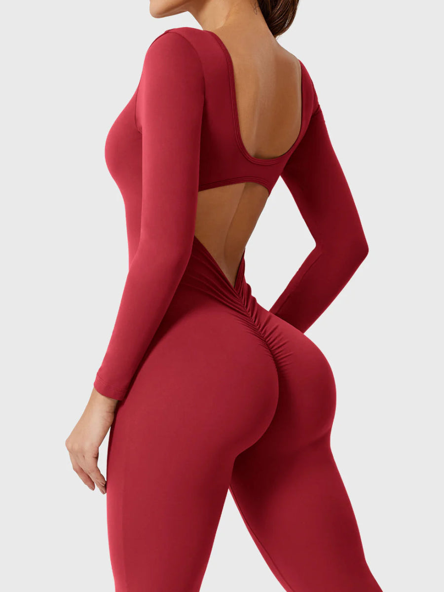 ELVIA™ Jumpsuit med lange ærmer og udsvungne ben – LEVEFIT
