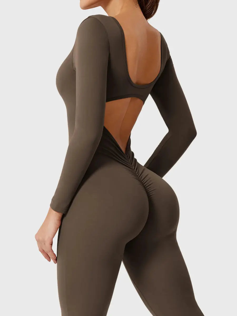 ELVIA™ Jumpsuit med lange ærmer og udsvungne ben – LEVEFIT