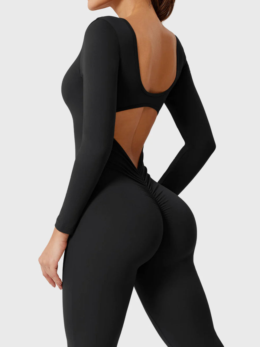 ELVIA™ Long Sleeve Flare Jumpsuit - LEVEFIT