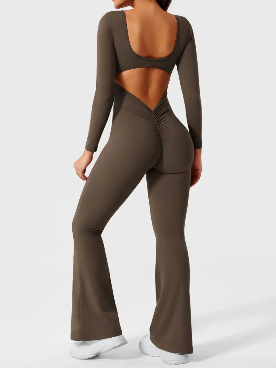 ELVIA™ Jumpsuit med lange ærmer og udsvungne ben – LEVEFIT