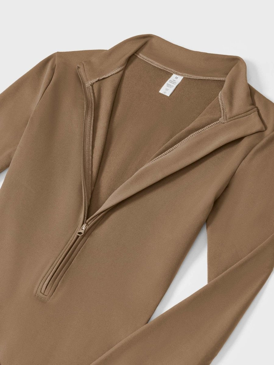 Levefit Armeegrün Fleece Langarm Reißverschluss Jumpsuit - LEVEFIT