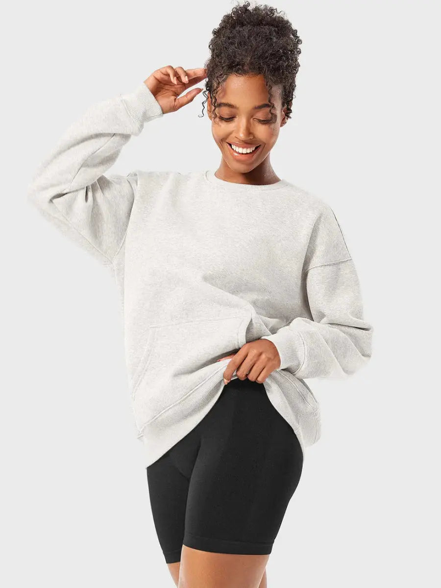 LeveFit™ AURA Oversized fleece-sweatshirt – Lys grå meleret - LEVEFIT
