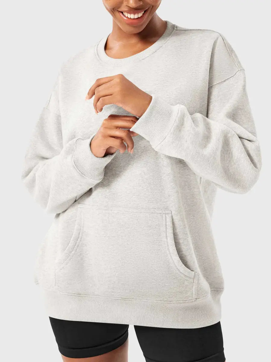 LeveFit™ AURA Oversized fleece-sweatshirt – Lys grå meleret - LEVEFIT