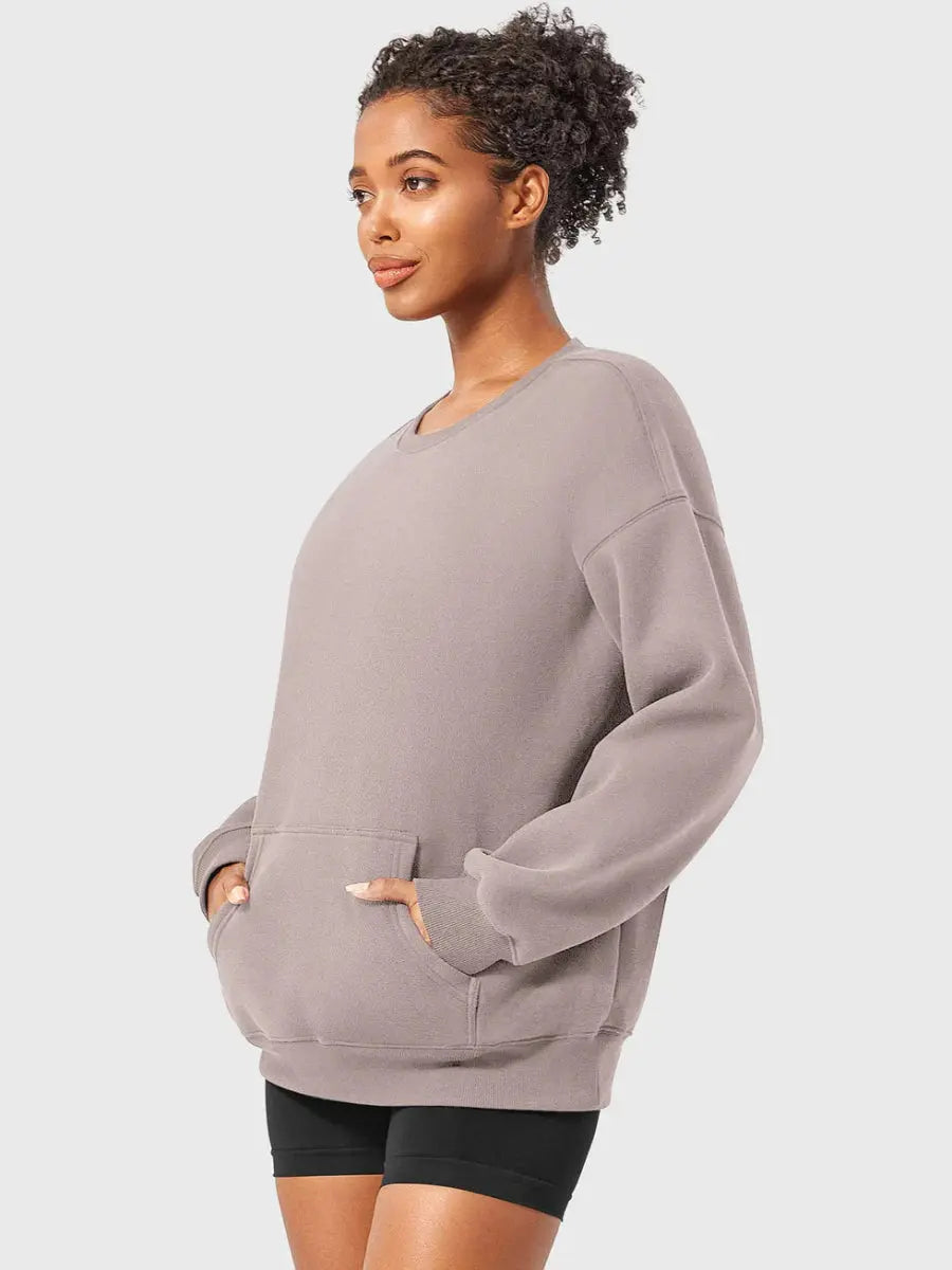 Felpa in pile oversize LeveFit™ AURA – Marrone caffè - LEVEFIT
