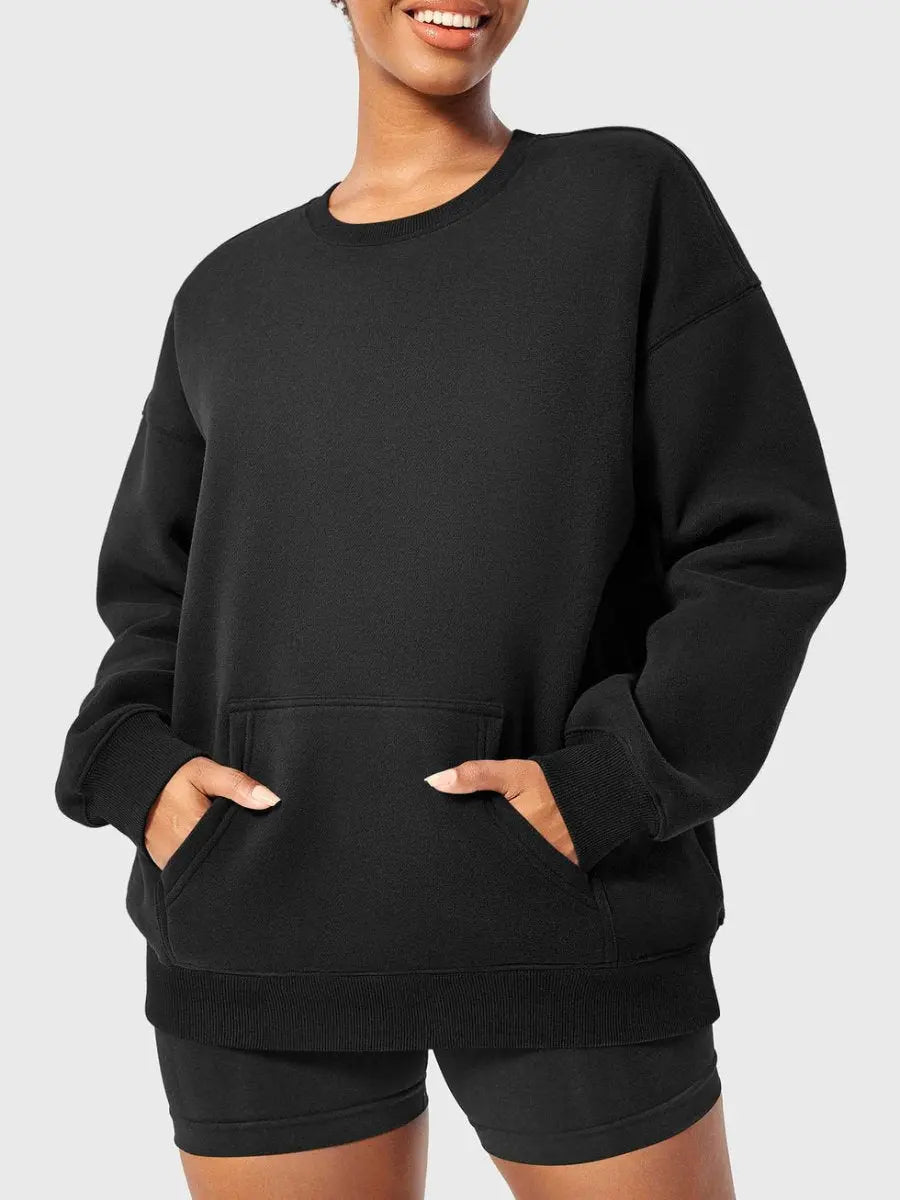 LeveFit™ AURA Oversized fleece-sweatshirt – Sort - LEVEFIT