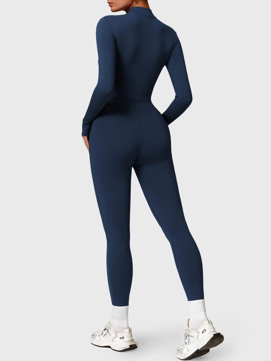Levefit Dunkelblau Fleece Langarm Reißverschluss Jumpsuit - LEVEFIT