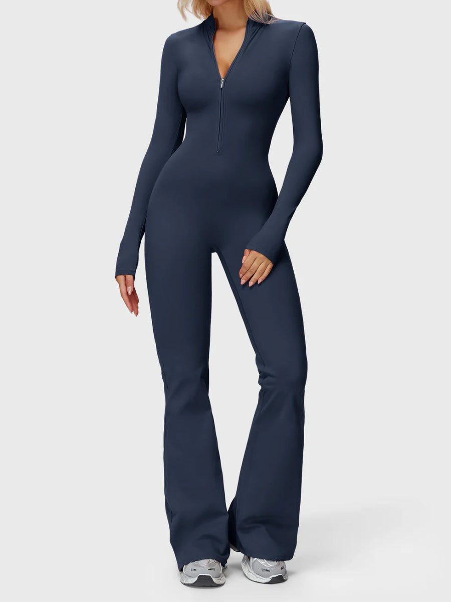 Silhouette Flare Zip Jumpsuit - LEVEFIT
