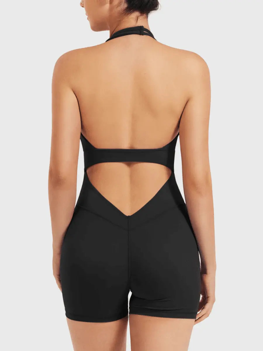 VELORA™ Halter Open Back Romper - LEVEFIT