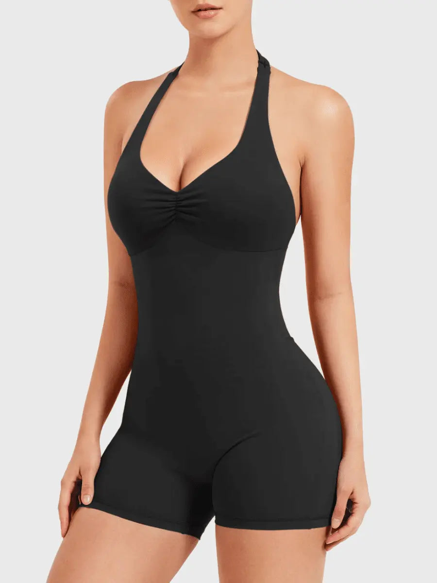 VELORA™ Halter Open Back Romper - LEVEFIT