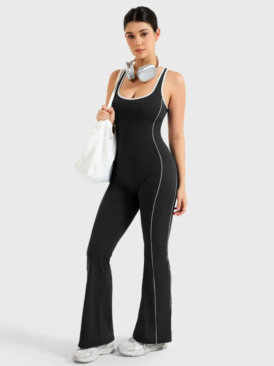 VÉNARA™ Jumpsuit med udvidede ben og kontrastfarver – LEVEFIT
