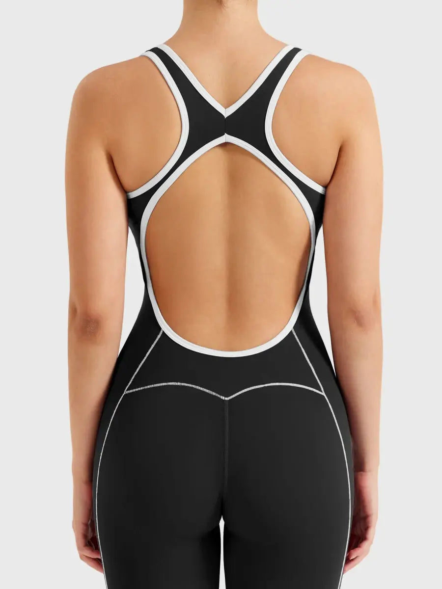 VÉNARA™ Jumpsuit med udvidede ben og kontrastfarver – LEVEFIT