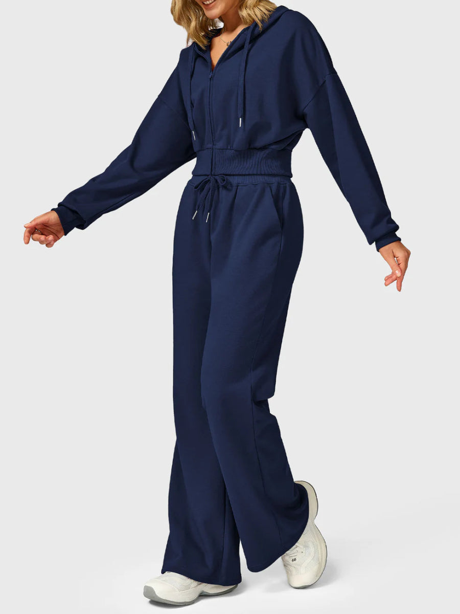 Felpa con cappuccio corta VÉRA™ – Blu intenso - LEVEFIT