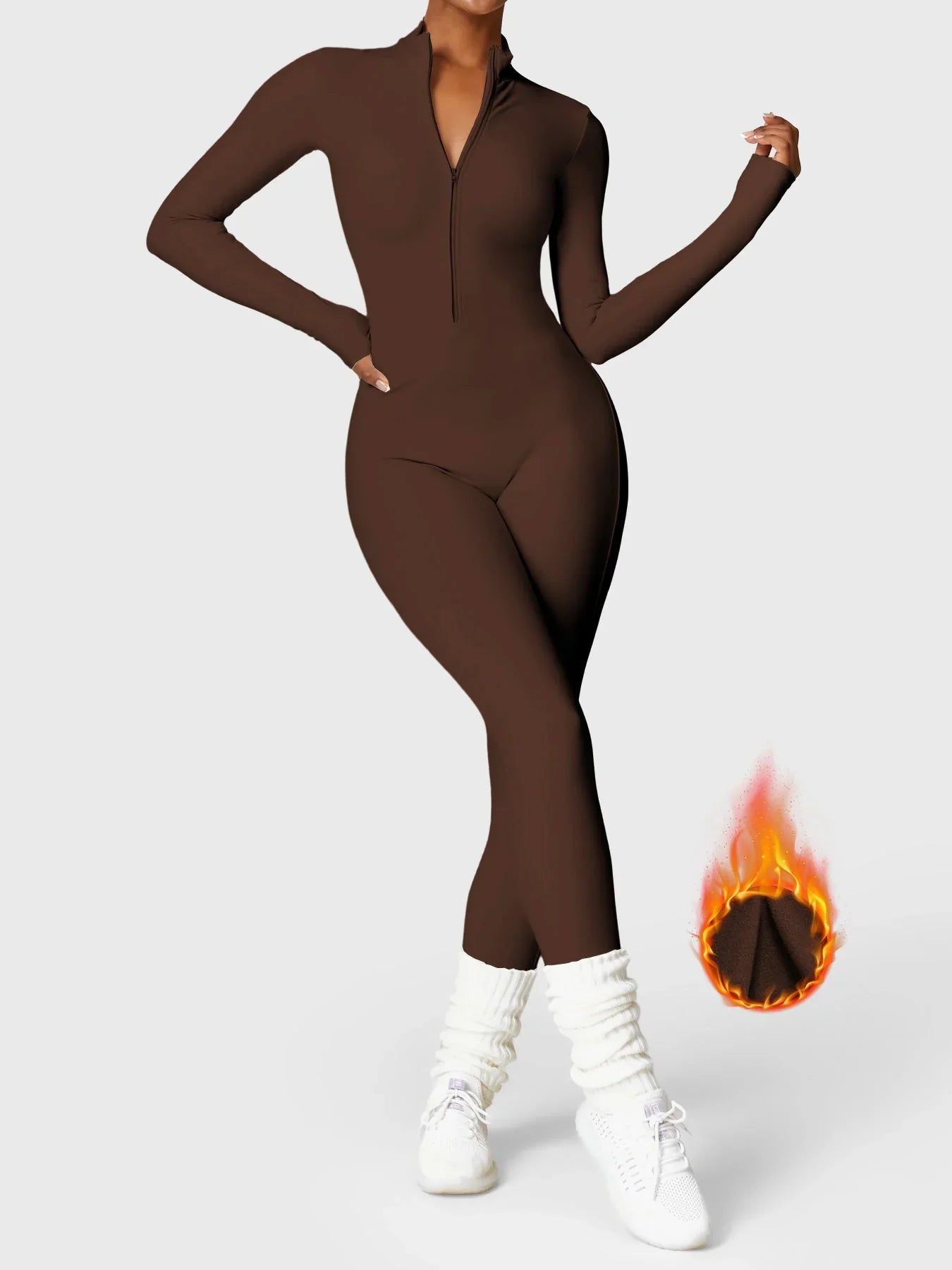 AeroSculpt™ Fleece Long Sleeve Zipper Jumpsuit - LeveFit