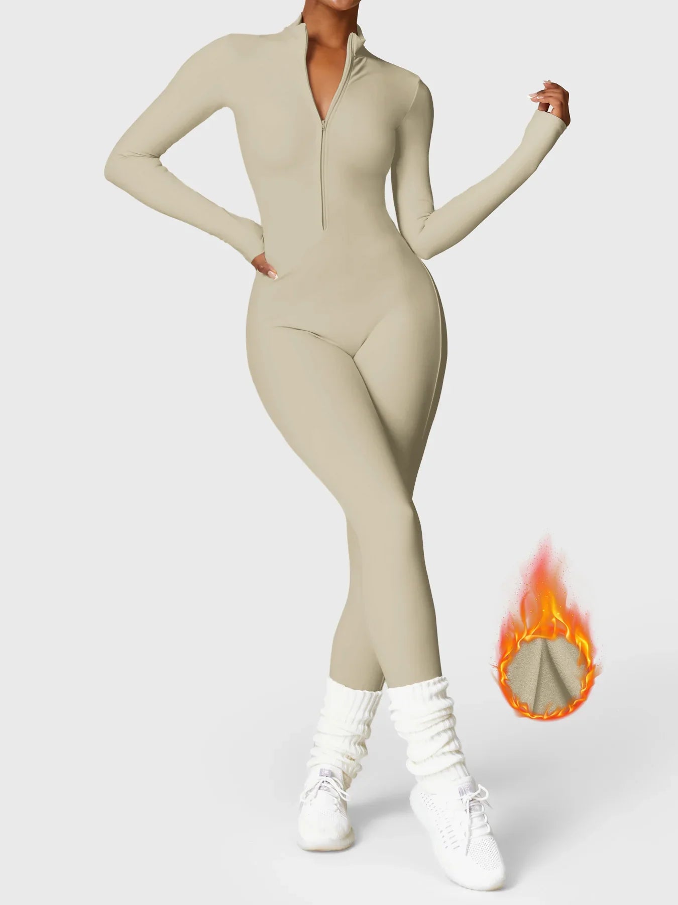 AeroSculpt™ Fleece Long Sleeve Zipper Jumpsuit - LeveFit