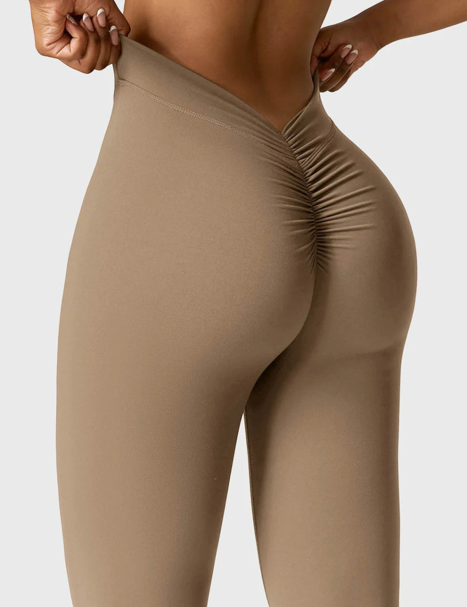 Curve® V - Back Flare Leggings – Beigebraun (31,5") - LEVEFIT