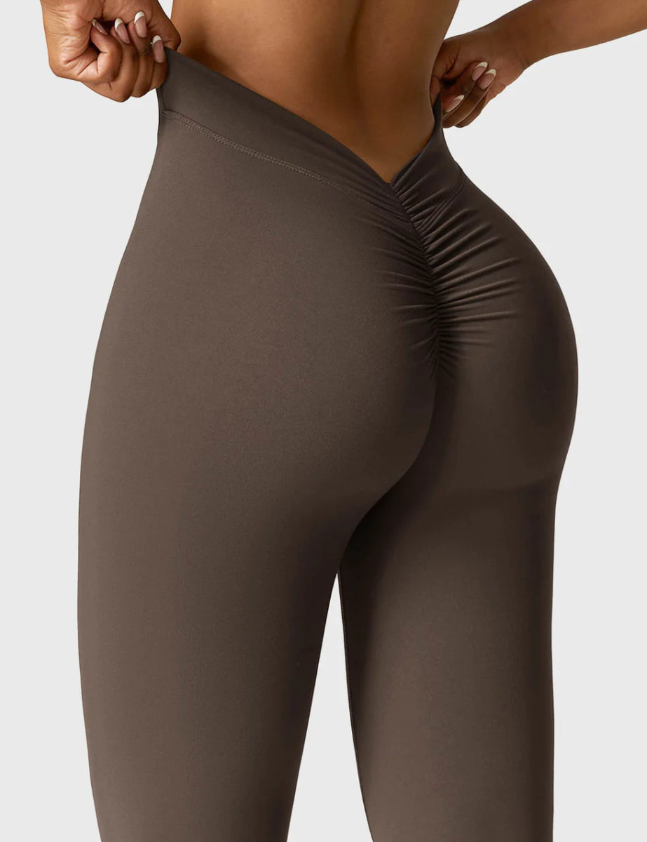 Curve® V - Back Flare Leggings – Kaffeebraun (31,5") - LEVEFIT