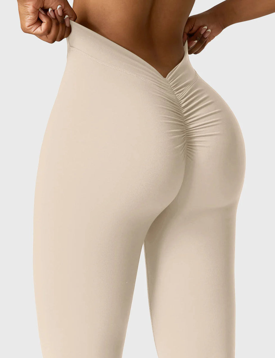 Curve® V - Back Flare Leggings – Sandbeige (31,5") - LEVEFIT