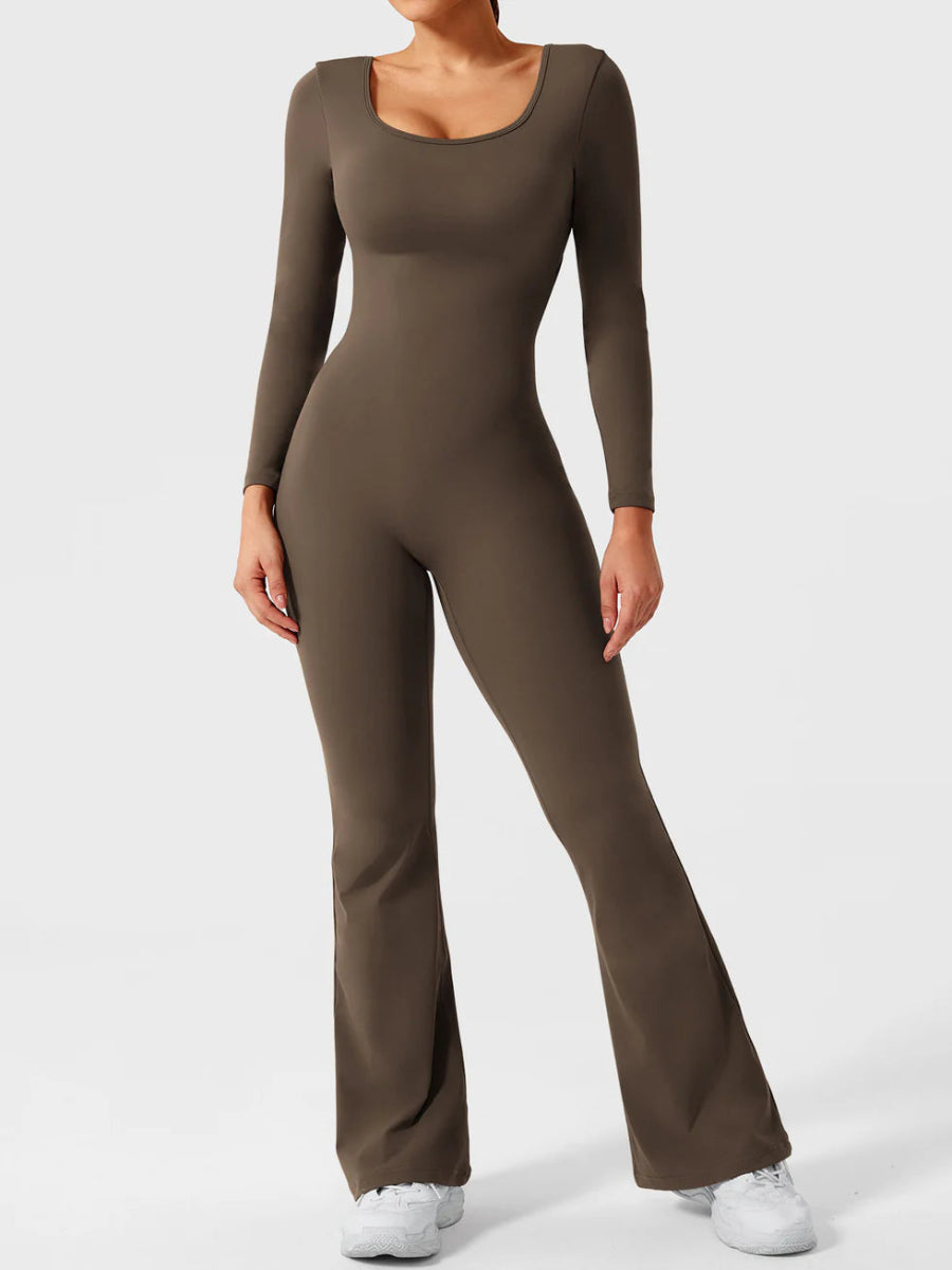 ELVIA™ Long Sleeve Flare Jumpsuit - LEVEFIT
