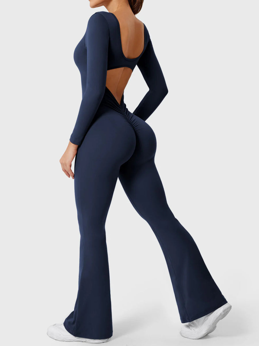 ELVIA™ Long Sleeve Flare Jumpsuit - LEVEFIT