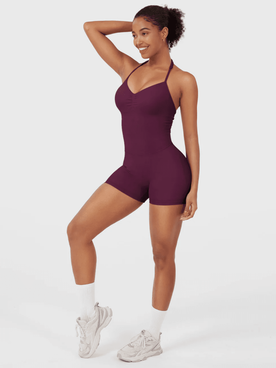 ELYSA™ Seamless Open Back Romper - LEVEFIT