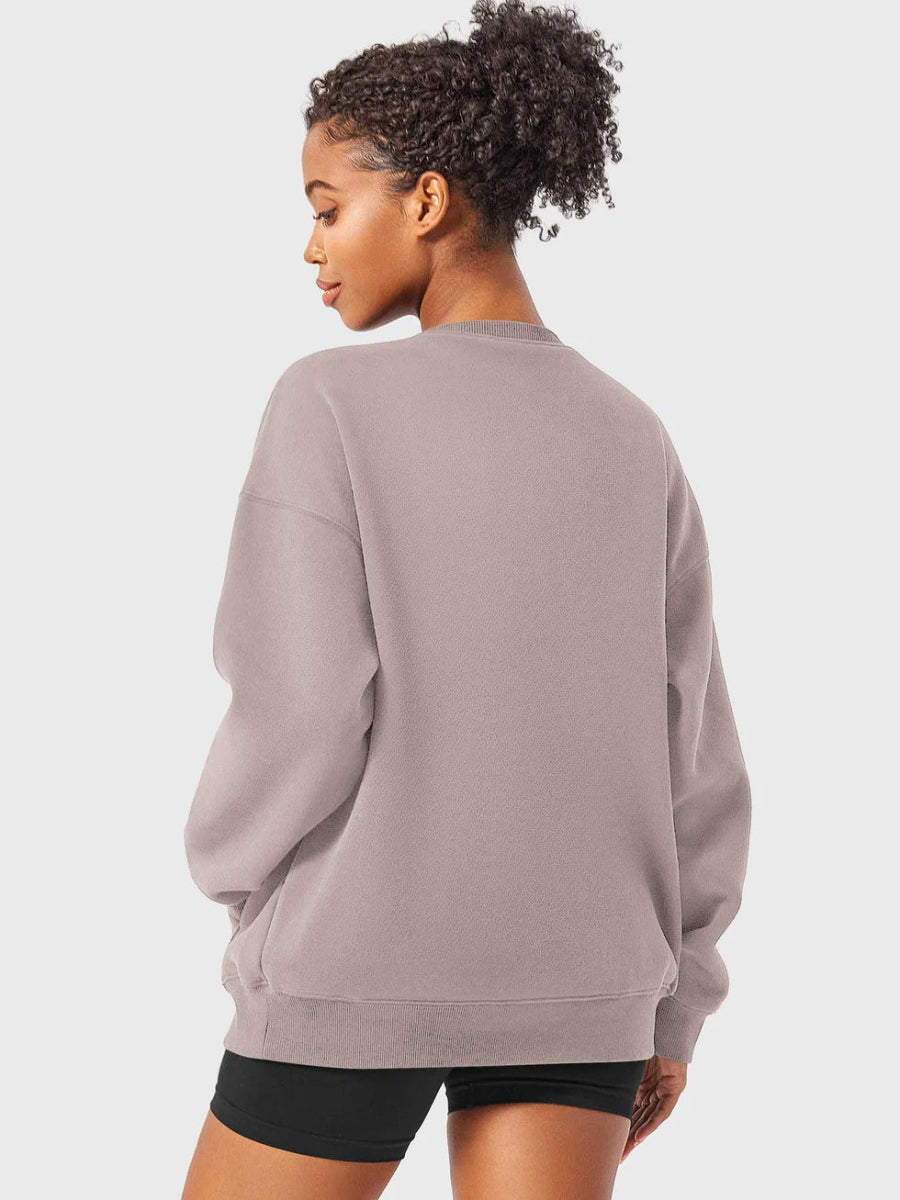 LeveFit™ AURA Oversized Fleece Sweatshirt – Coffee Beige - LEVEFIT