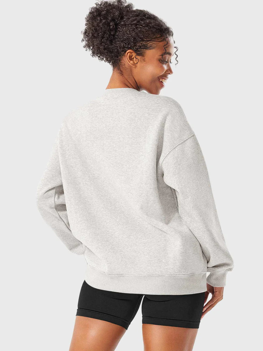 LeveFit™ AURA Oversized Fleece Sweatshirt – Hellgrau Meliert - LEVEFIT