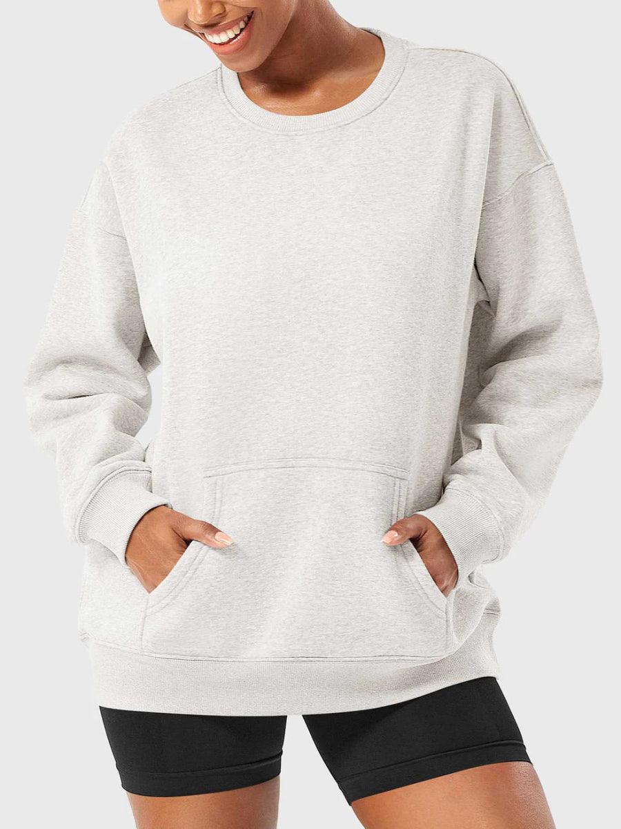 LeveFit™ AURA Oversized Fleece Sweatshirt – Hellgrau Meliert - LEVEFIT