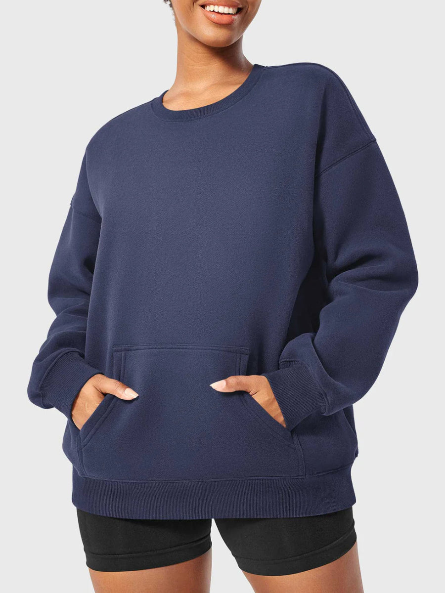 LeveFit™ AURA Oversized Fleece Sweatshirt – Navy Blau - LEVEFIT