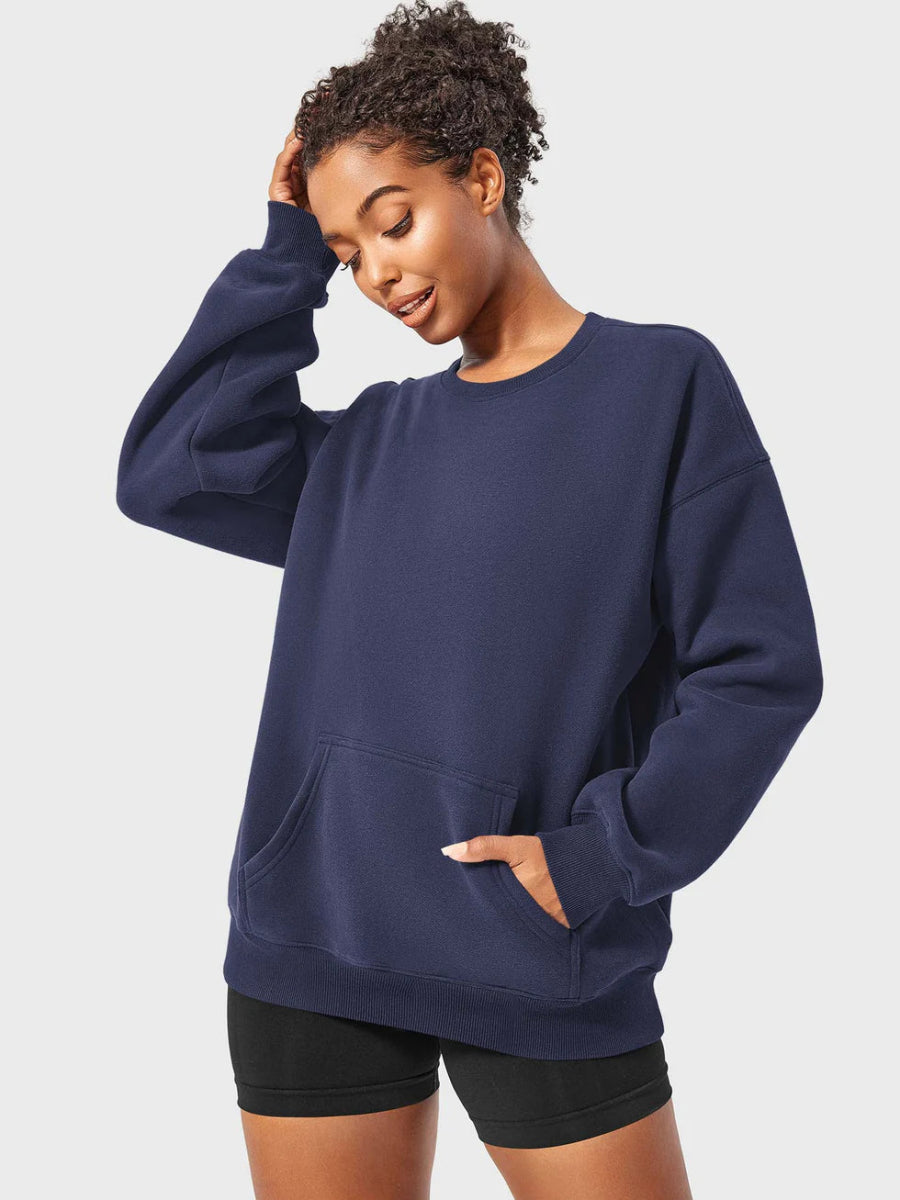 LeveFit™ AURA Oversized Fleece Sweatshirt – Navy Blau - LEVEFIT