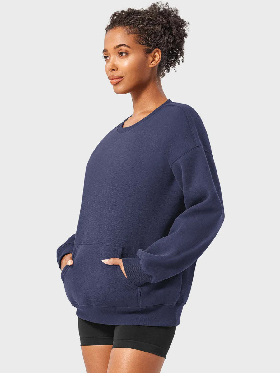 LeveFit™ AURA Oversized Fleece Sweatshirt – Navy Blau - LEVEFIT