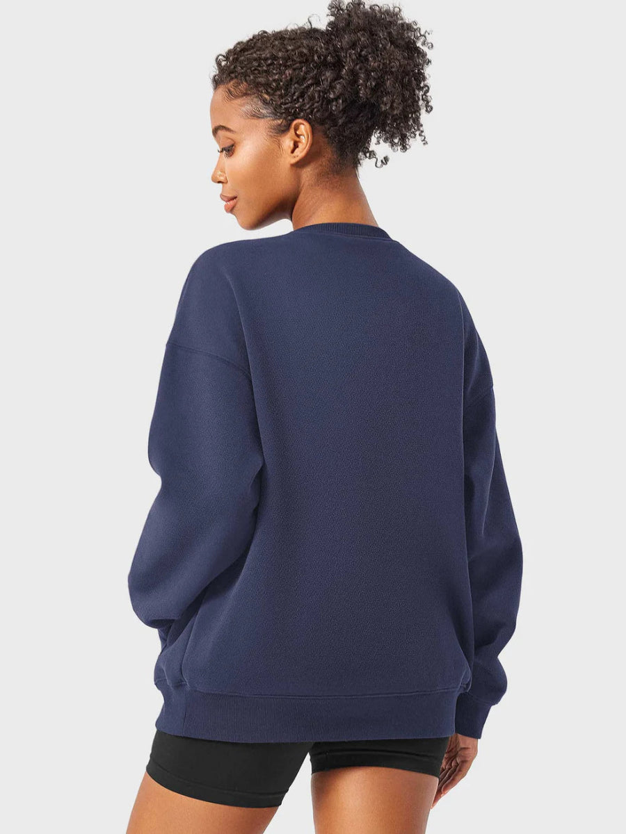 LeveFit™ AURA Oversized Fleece Sweatshirt – Navy Blau - LEVEFIT