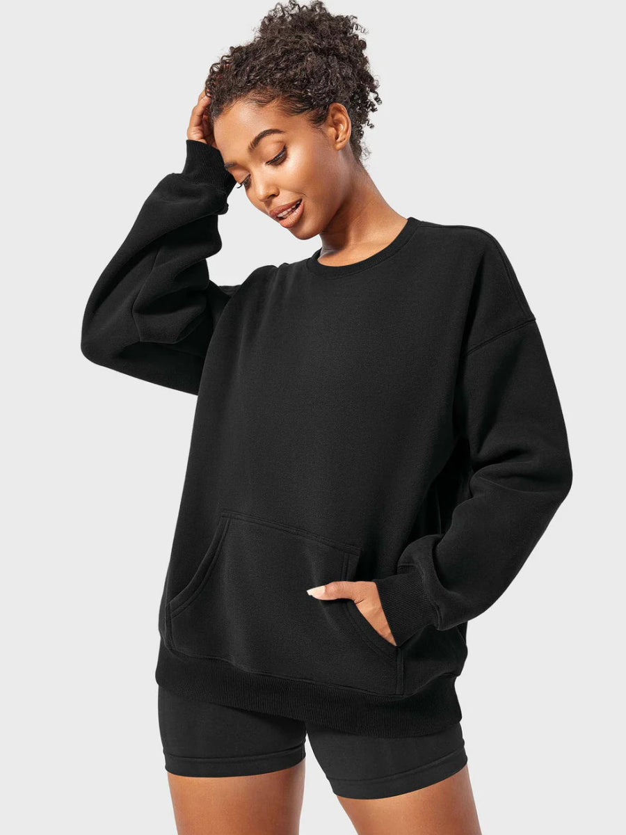 LeveFit™ AURA Oversized Fleece Sweatshirt – Schwarz - LEVEFIT
