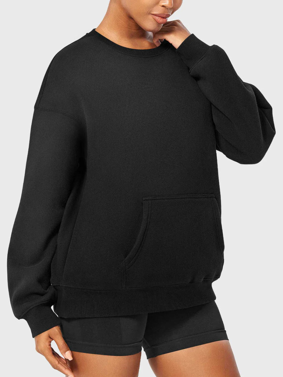 LeveFit™ AURA Oversized Fleece Sweatshirt – Schwarz - LEVEFIT