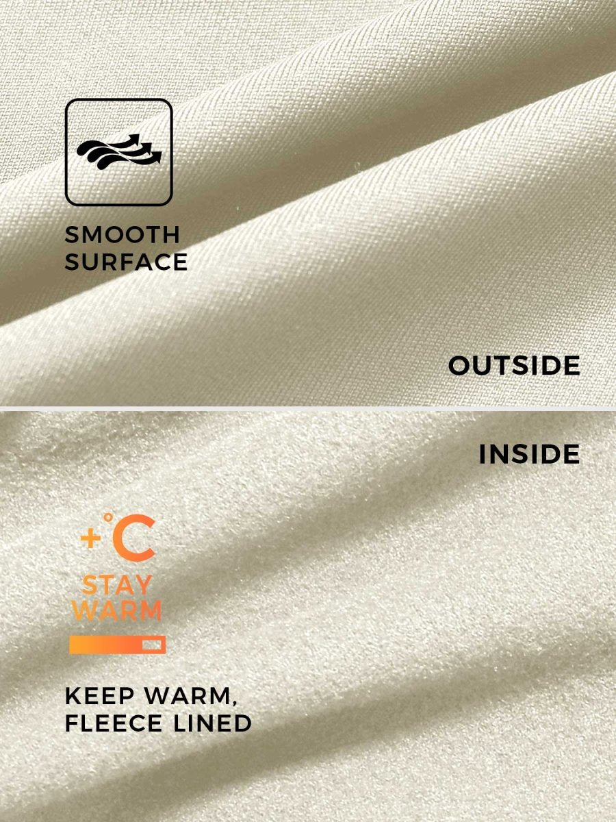 Levefit Beige Fleece Langarm Reißverschluss Jumpsuit - LEVEFIT