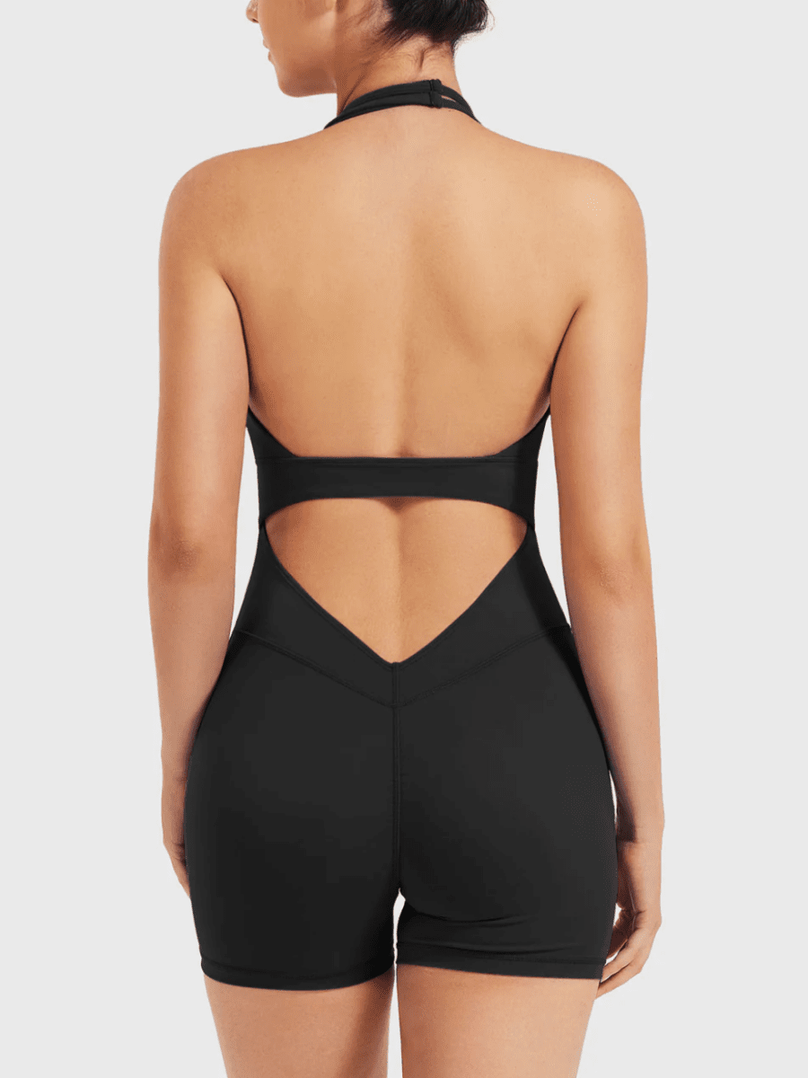 VELORA™ Halter Open Back Romper - LEVEFIT
