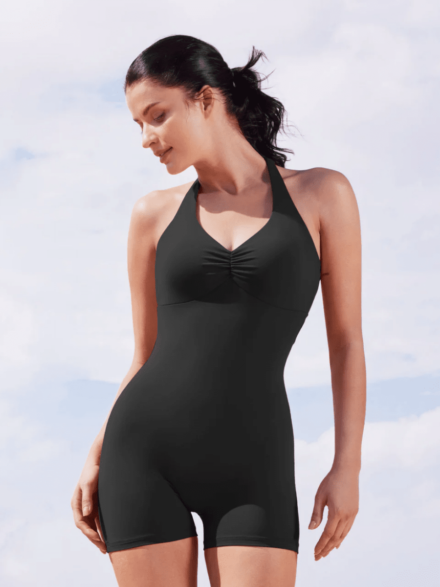 VELORA™ Halter Open Back Romper - LEVEFIT