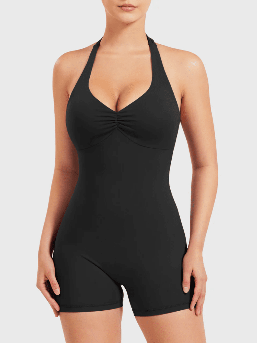 VELORA™ Halter Open Back Romper - LEVEFIT