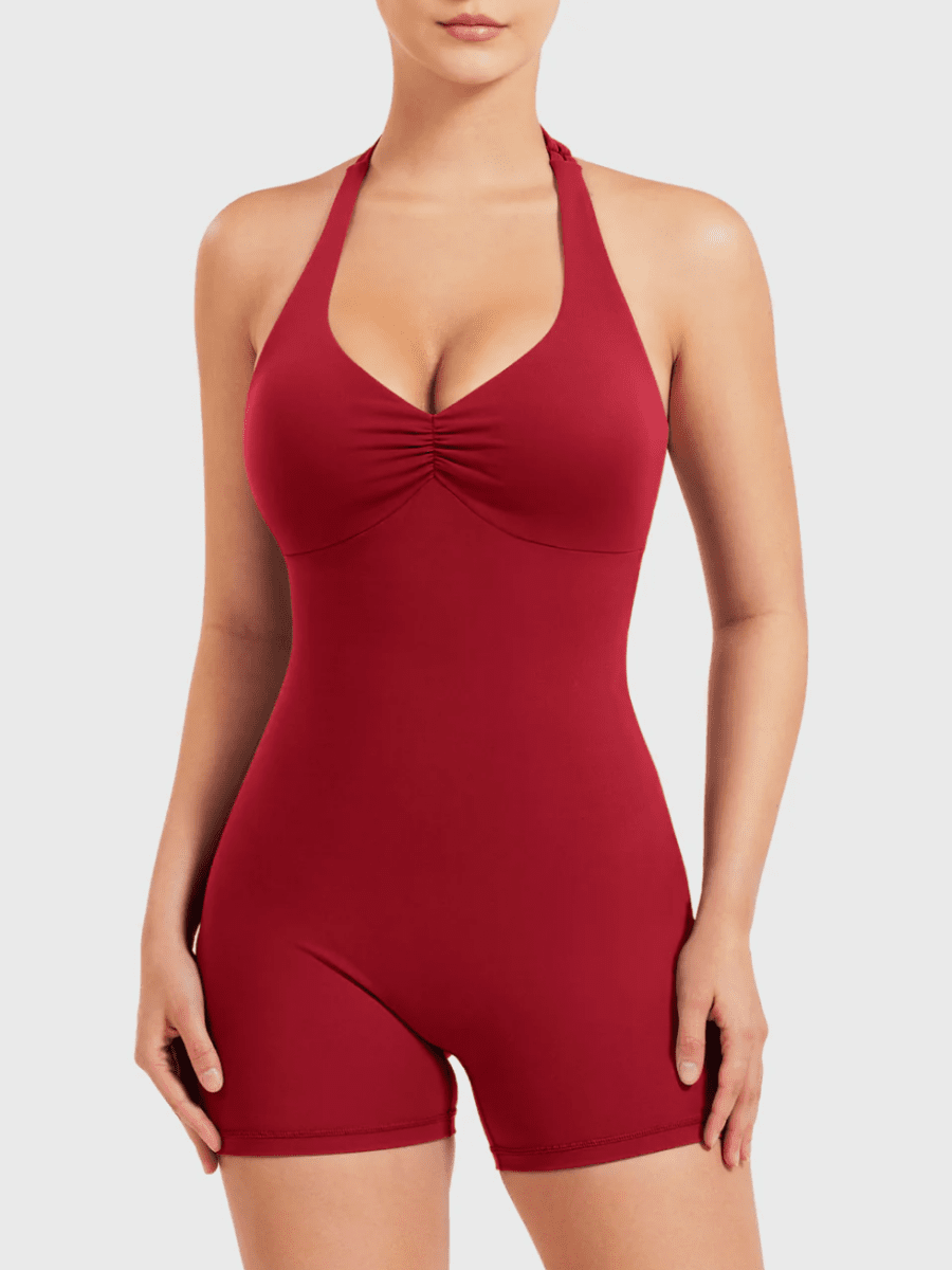 VELORA™ Halter Open Back Romper - LEVEFIT