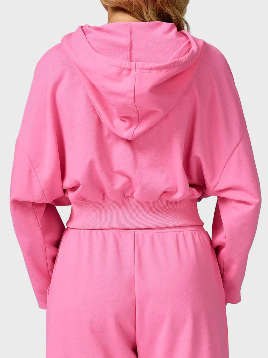 VÉRA™ Cropped Zip Hoodie – Rosé - LEVEFIT