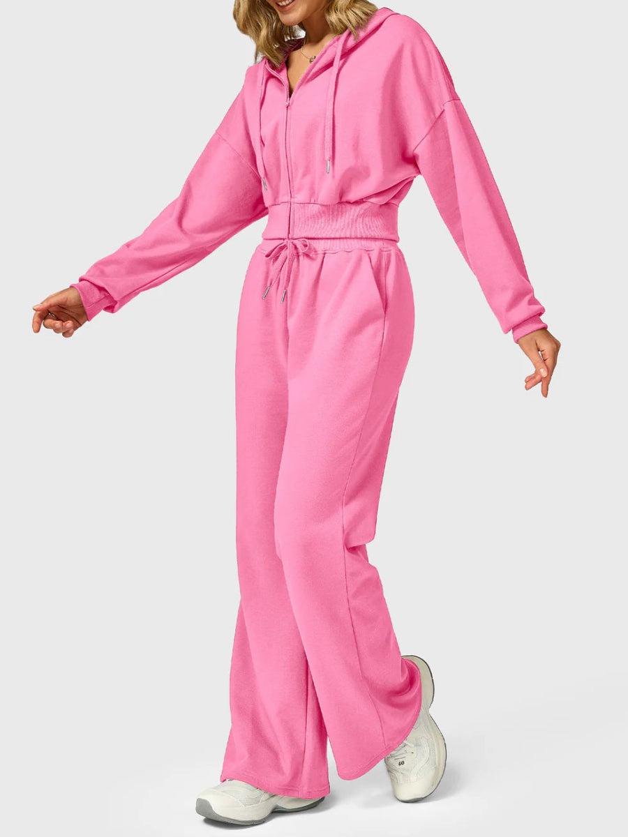 VÉRA™ Cropped Zip Hoodie – Rosé - LEVEFIT